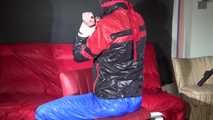 Sexy Pia being tied and gagged on a chair wearing sexy shiny nylon rainwear (Video)