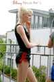 Jenny and a friend of her sitting on the balcony with eachother wearing sexy shiny nylon shorts ans tops (Pics)