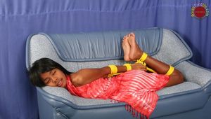 Asian pussy hogtied, gagged and fondled!