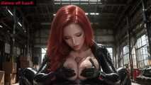 Hot redhead latex fantasy