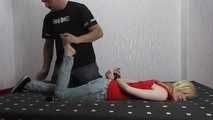 Sarah hogtied and tickled