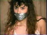 18 YR OLD LATINA CUTIE TAPE TIES, GAGS & HANDCUFFS HERSELF & IS BALL-TIED & TOE-TIED (D44-15)