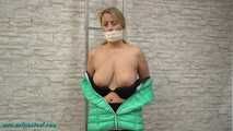 Cuffed to the ladder with legcuffs