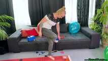Various balloon popping fun and inflating five balloons without popping