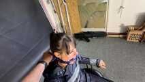 Lana bound and gagged in shiny nylon Rainwear