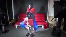 Sexy Pia being tied and gagged on a chair wearing sexy shiny nylon rainwear (Video)