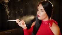 Seductive woman Tanya adores smoking a 120mm cigarette with a holder