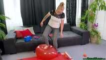 Various balloon popping fun and inflating five balloons without popping