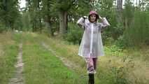 Miss Petra takes a walk in an AGU rain suit, transparent rainsuit and rubber boots (looped version)