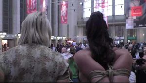 Xtreme Public Bondage Walk for Yvette Costeau & Lilian Caine