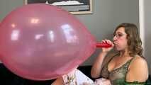 Blow2Pops custom red Longneck balloon in bra