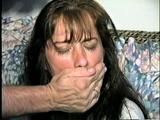 38 Yr OLD CASHIER IS WRAP TAPE GAGGED, BALL-TIED, BAREFOOT, TOE-TIED, BALL-GAGGED & HANDGAGGE (D54-7)