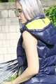 Watch Chloe enjoying her new shiny nylon Downvest in the garden