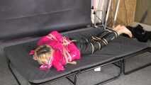 A custom Video with Myxxxy bound, gagged and vibed in a shiny nylon downjacket