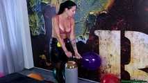sexy balloon overinflation with the helium bottle
