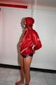 Alina tied and gagged in shiny nylon shorts and a shiny nylon cagoule