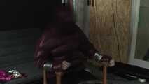 Rachel Adams caught, bound and gagged in a shiny nylon Downjacket