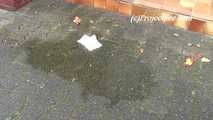 068016 Naughty Ling Takes A Long Arcing Pee From The Office Steps