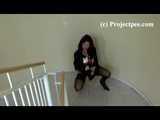 037001 Carmen Pees On Her Friend's Staircase