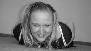 Hogtied in black dress