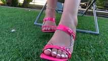 pink heels dangling