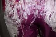 Sexy Sonja wearing a sexy purple downsuit foaming herself with shaving cream (Pics)