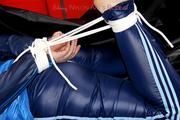 Jill tied and gagged in shiny nylon 