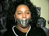 33 YEAR OLD BLACK NURSE IS HOG-TIED, CLEAVE GAGGED, MOUTH STUFFED & DUCT TAPE GAGGED (D45-6)