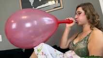 Blow2Pops custom red Longneck balloon in bra