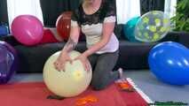 Various balloon popping fun and inflating five balloons without popping