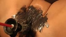 With machine oil and dildo to orgasm