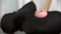 Black crotchless catsuit bondage