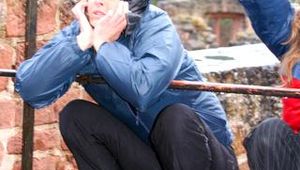 Stella and Leonie having fun with eachother outdoor wearing shiny nylon down jackets (Pics)