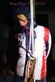SEXY SONJA tied and gagged with ropes and a clothgag suspended wearing a sexy red/blue downwear combination (Pics)