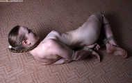 Amanda hogtied nude on floor