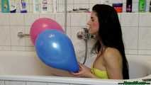 taking a bath with balloons [nails, scissors lighter]