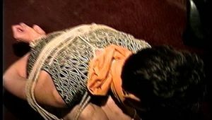 47 Yr OLD UNCOOPERATIVE LATINA BITCH IS BALL-TIED, CLEAVE GAGGED, BAREFOOT, TOE-TIED, WRISTS GAGGING, F0RCED HEEL SMELLING & HANDGAGGING  (D68-4)