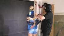 Myxxxy bound, gagged and spanked in a shiny nylon Shorts and Windbreaker