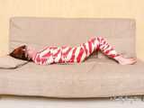 [From archive] Stella - wrapped in red and white duct tape 2