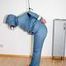 Jill tied, gagged and hooded wearing a shiny blue downwear (Pics)