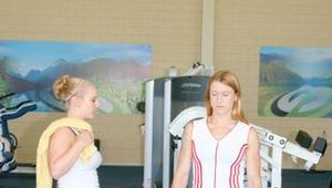 Jenny and Katharina during their workout in a fitness studio wearing supersexy rainwear (Pics)