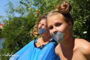 Dana & Ketrin  - Dana joins to her former captive, both are ball tied and trash bag packed