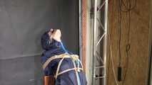 Marie bound and gagged in shiny nylon Rainwear