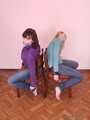 Alexa and Catt - Dominant lover tied adorable Alexa and Catt to the chairs