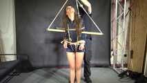 Marie bound, gagged and spanked in shiny nylon Shorts and a Windbreaker