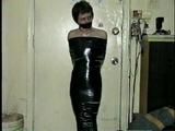 TINY TINA NAKED & MUMMY WRAPPED WITH PLASTIC WRAP & BLACK TAPE (D28-12)