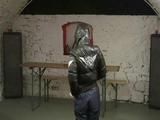 Jill Diamond playing with herself wearing a sexy shiny nylon rain pant and a down jacket (Video)