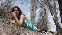 Susanne hogtied outdoor