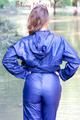 Stella jumping in puddles wearing sexy blue shiny nylon rainwear and rubber boots (Pics)