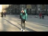 Alina walking on the street wearing a supersexy  down jacket and a jeans (Video)